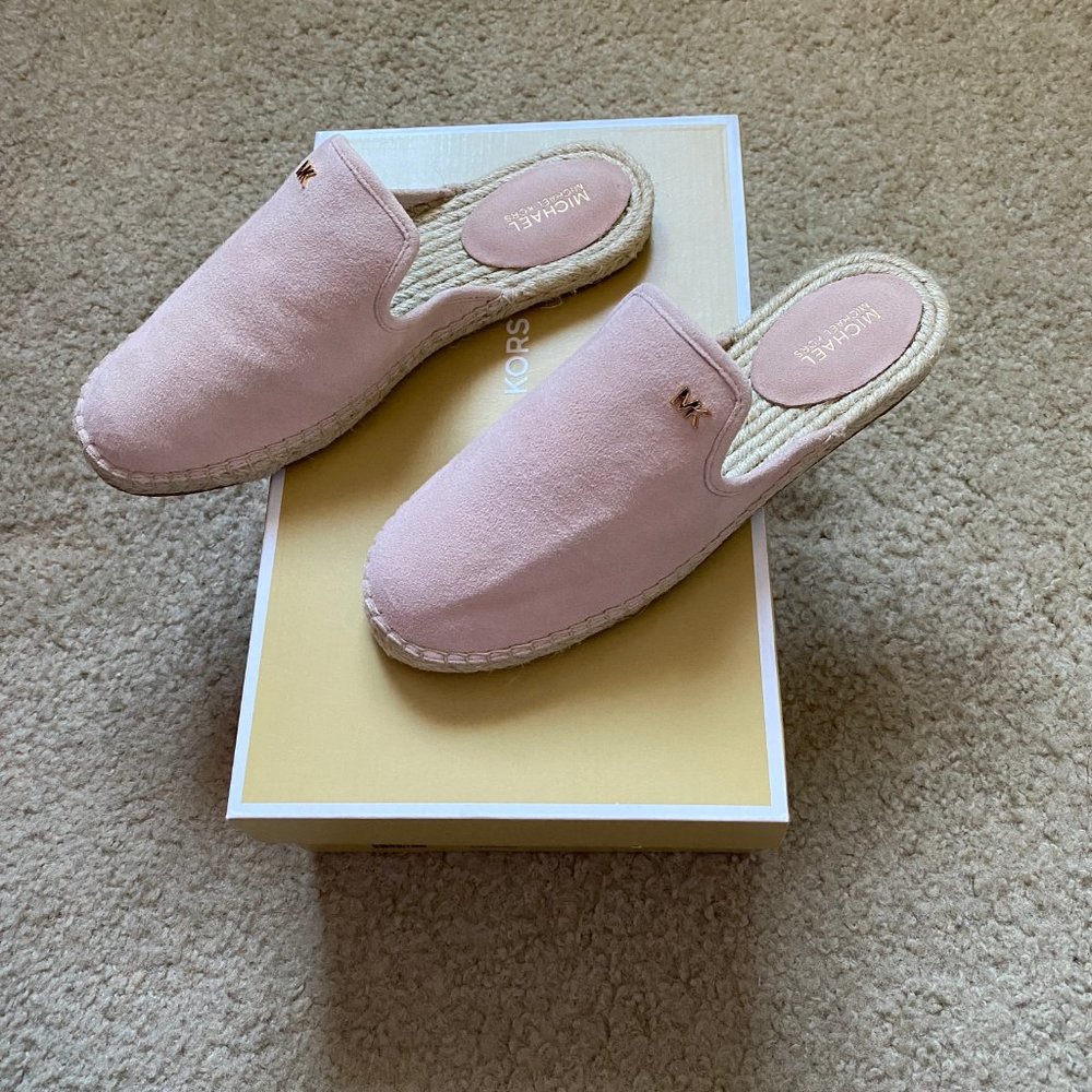 NWT Michael Kors Hastings Pink Suede Slide - Picture 7 of 12